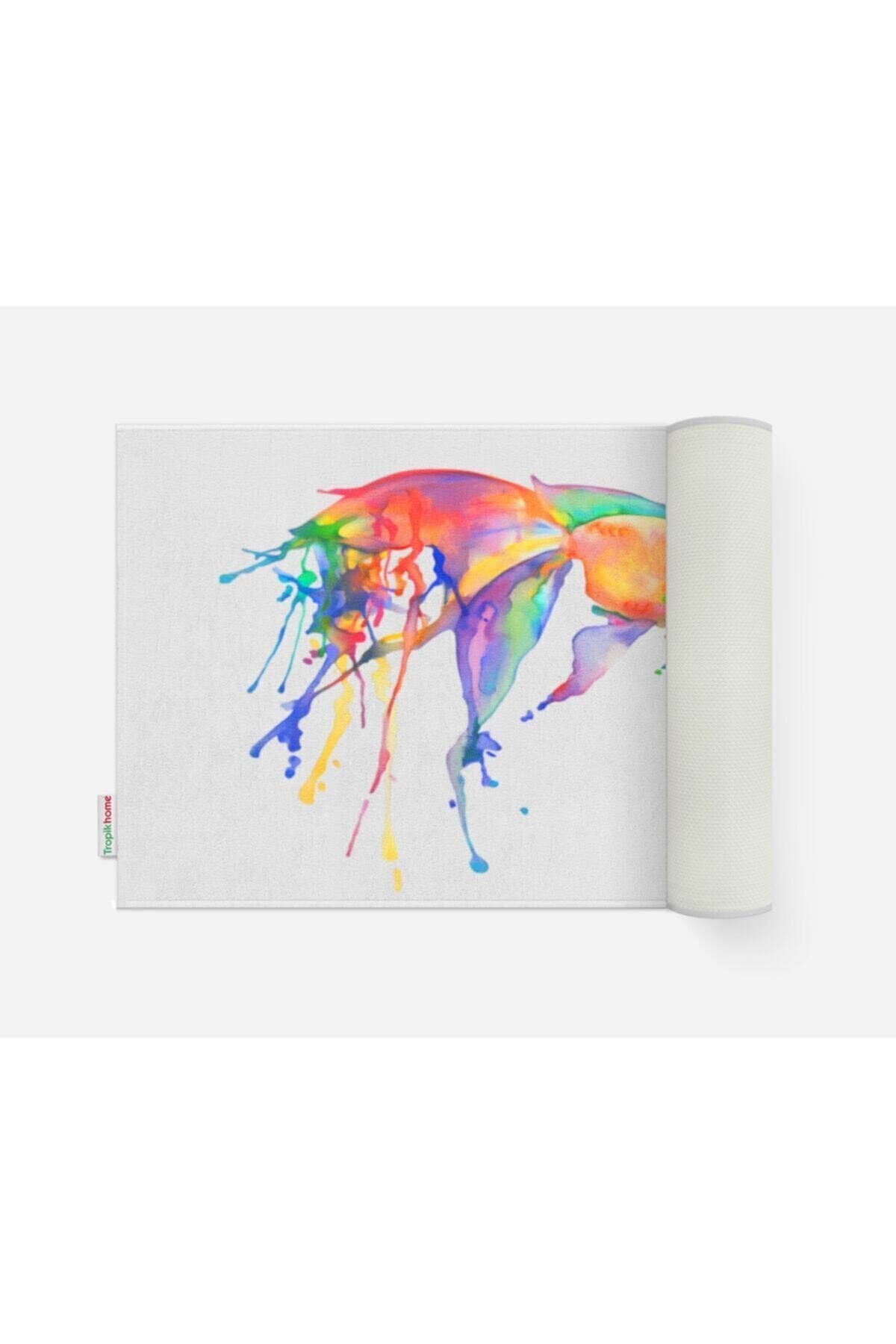 Tropikhome Kaymaz Tabanlı Dijital Baskılı 50x80cm Püsküllü Banyo Paspası — Gold Fish
