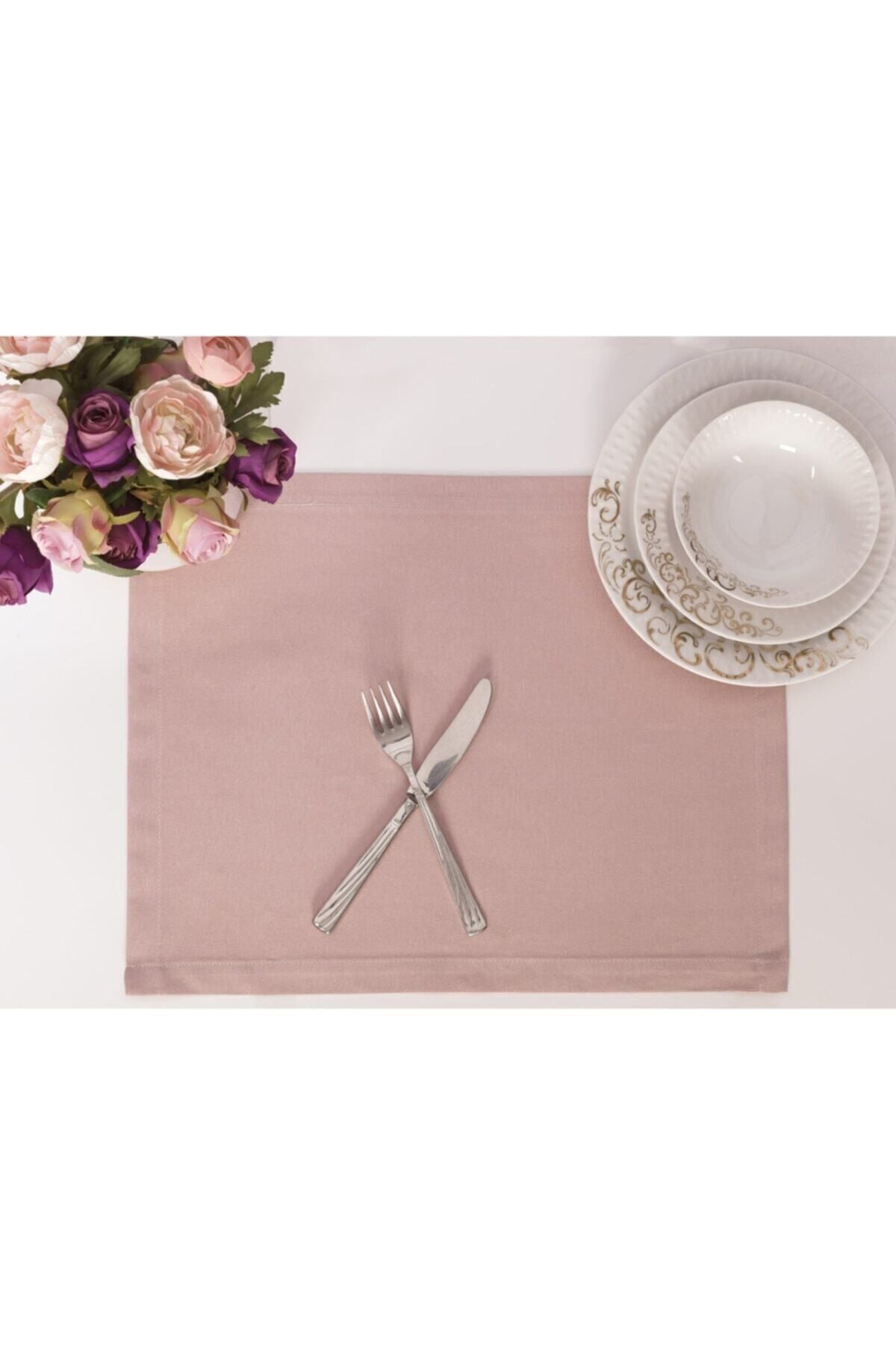Tropikhome Düz Pembe 35 x 45 cm Supla Sunum Yemek Seti — Pembe