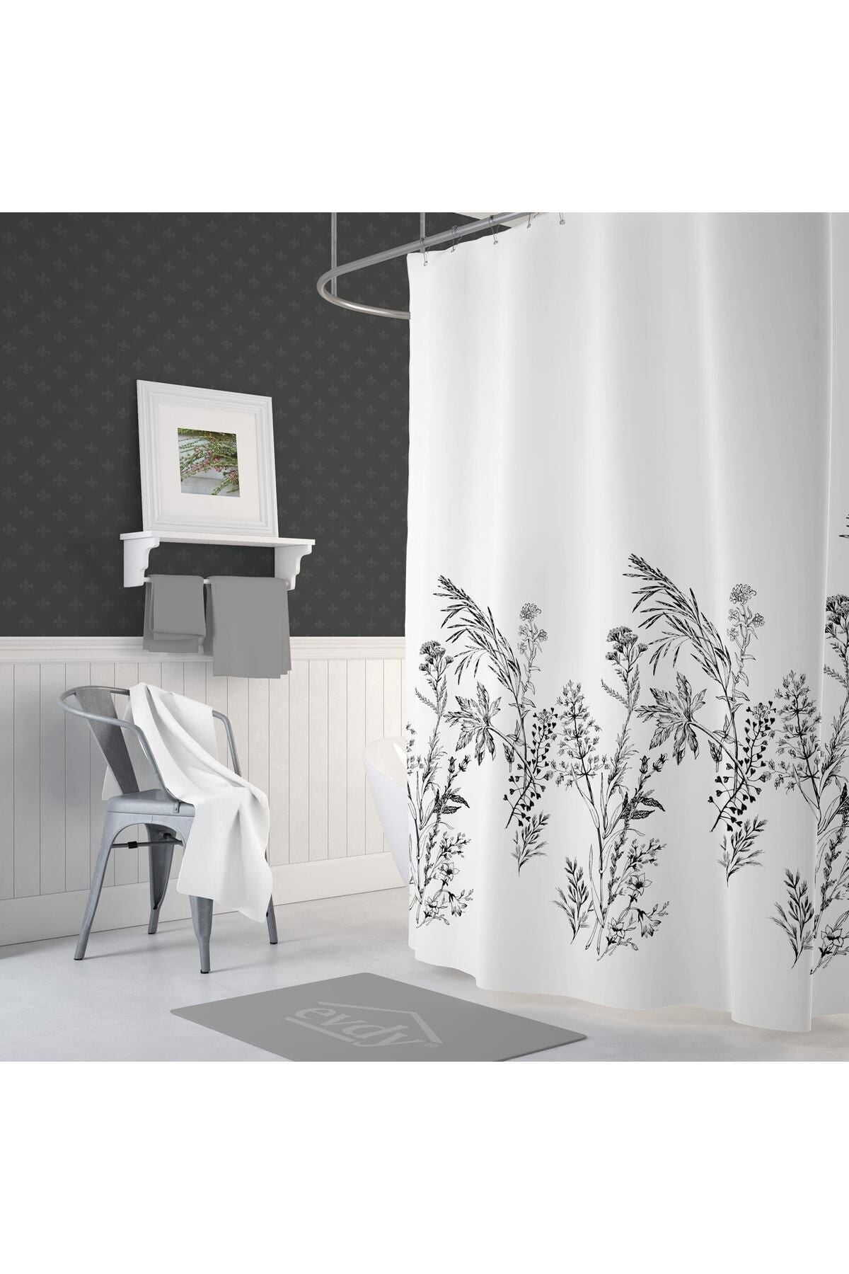 Tropikhome 180 x 200 Siyah Funda Desenli Banyo Perdesi — Siyah
