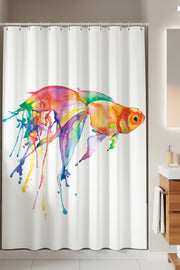 Tropikhome 180 x 200 Çok Renkli Balık Desenli Banyo Perdesi — Çok Renkli