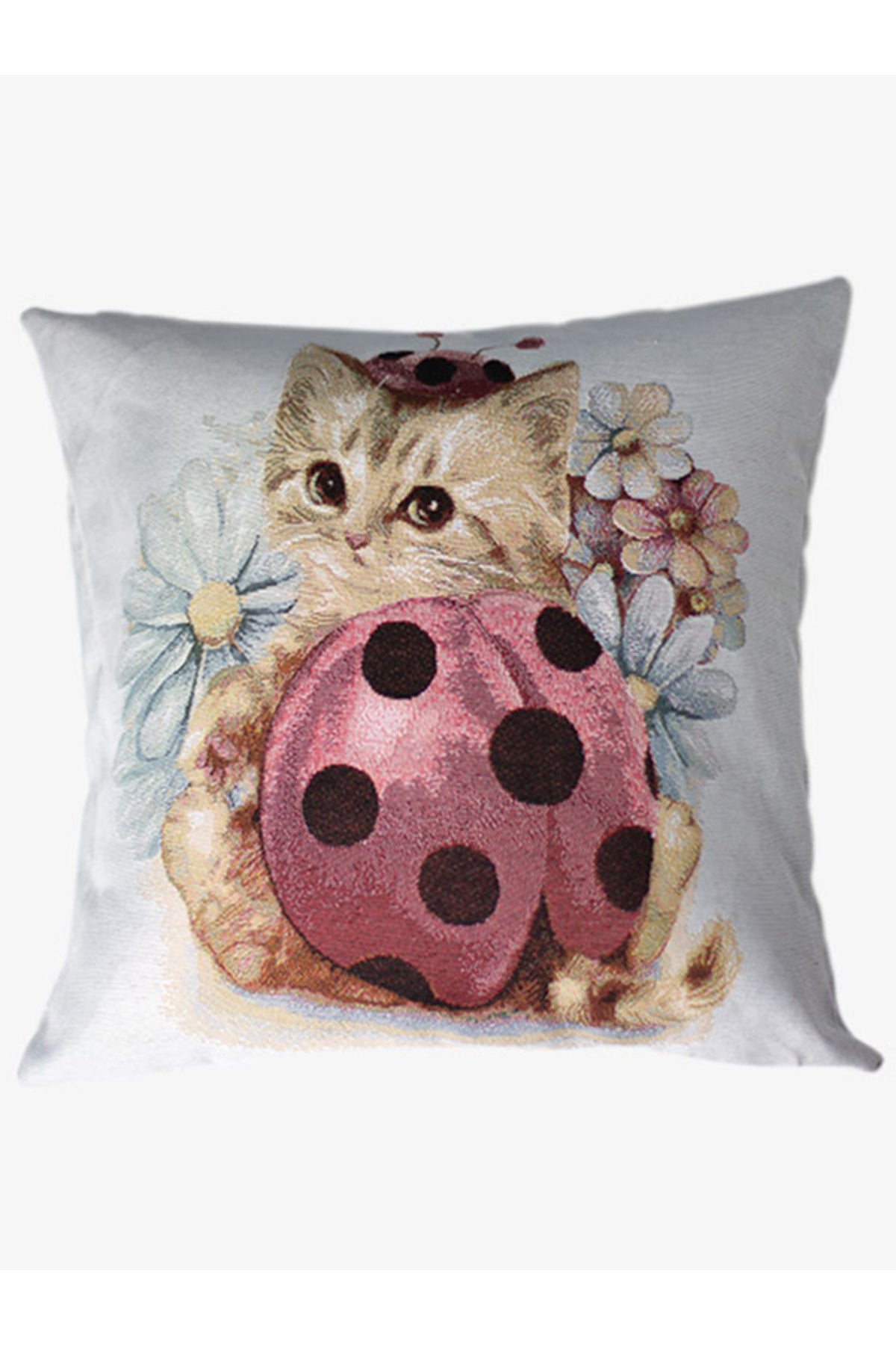 Tropikhome ST-9 Kırsal Ev Desenli 45 x 45 Cm Çift Taraflı Goblen Dokuma Kırlent Kılıfı — Çok Renkli