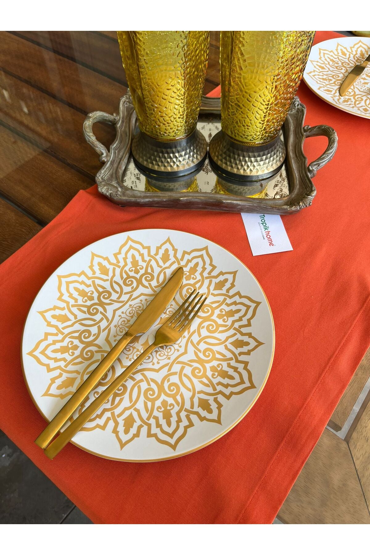 Tropikhome Pamuklu Su Geçirmez Turuncu 40 x 140 Runner — Turuncu