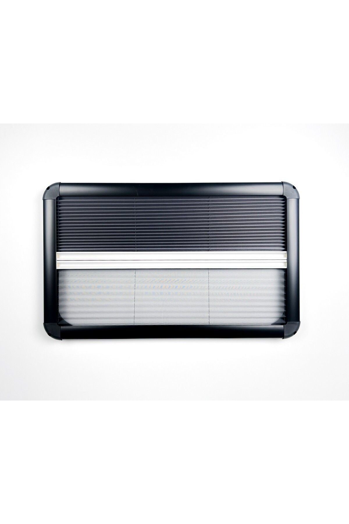 Tropikhome 100 X 50 Gri 2'si Bir Arada Plise Blackout ve Sinekliklik Karavan Perdesi — 100 X 50