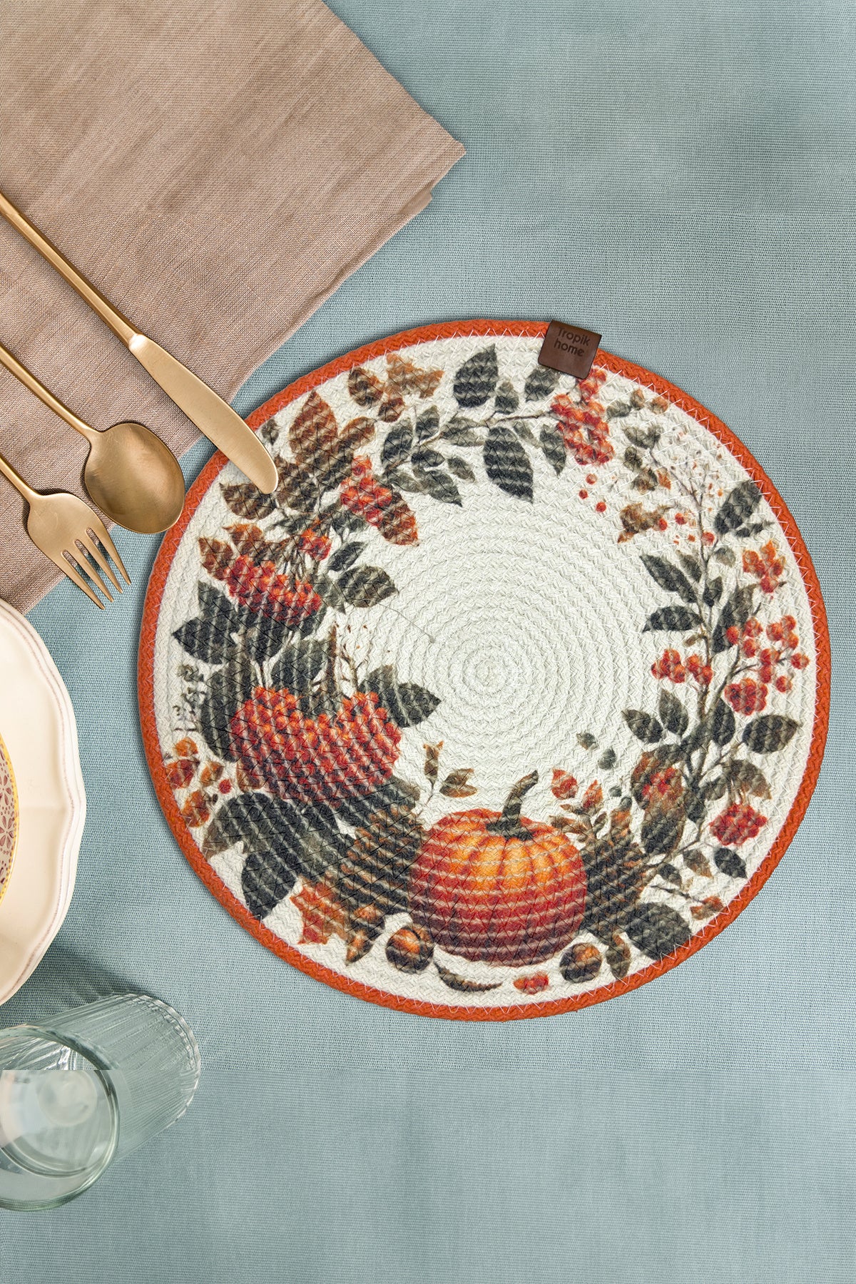 Tropikhome Bal Kabağı Desenli Renkli 32 x 32 cm Supla — Çok Renkli