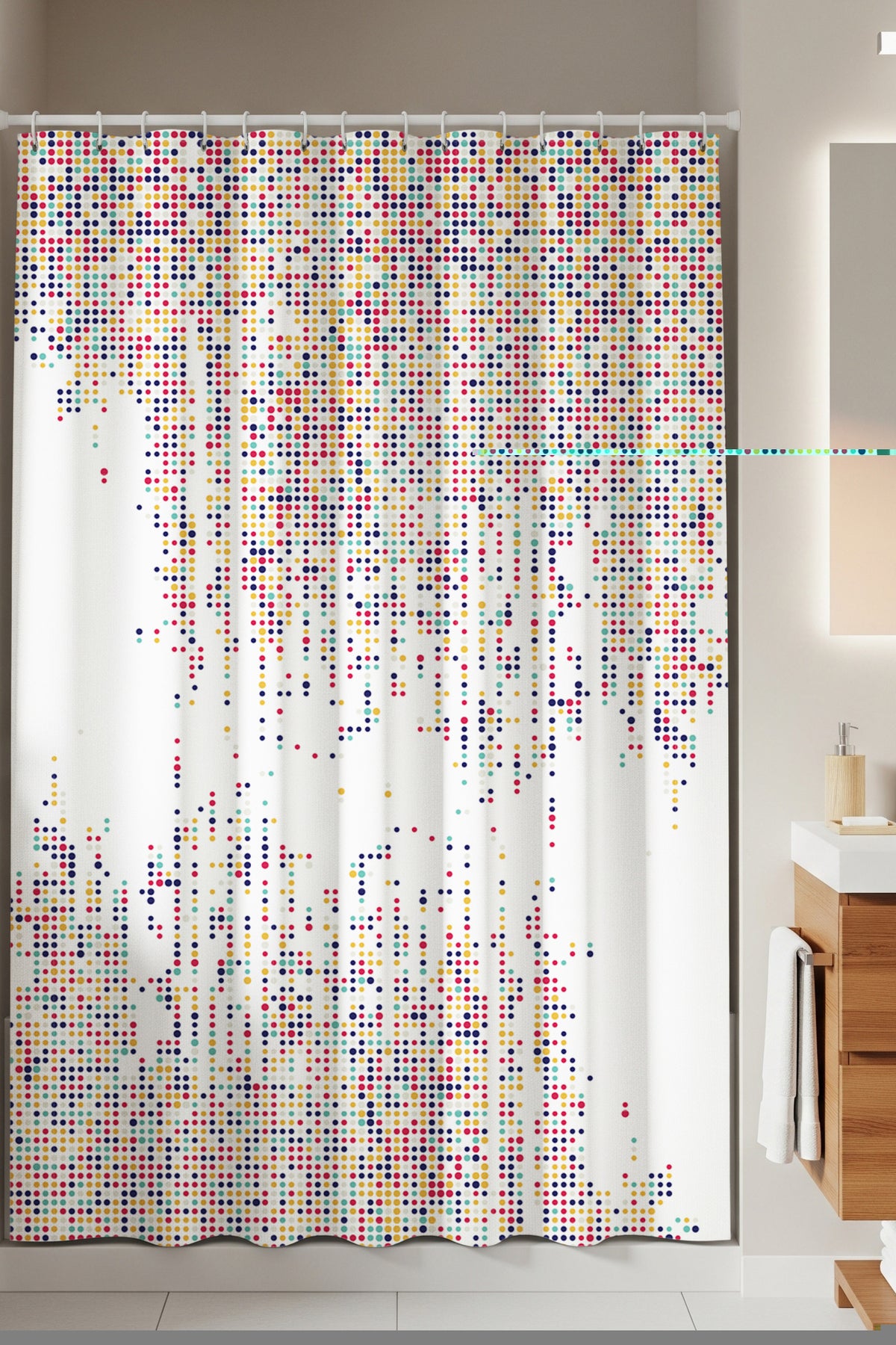 Tropikhome 180 x 200 Çok Renkli Geometrik Desenli Banyo Perdesi — Çok Renkli