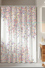Tropikhome 180 x 200 Çok Renkli Geometrik Desenli Banyo Perdesi — Çok Renkli