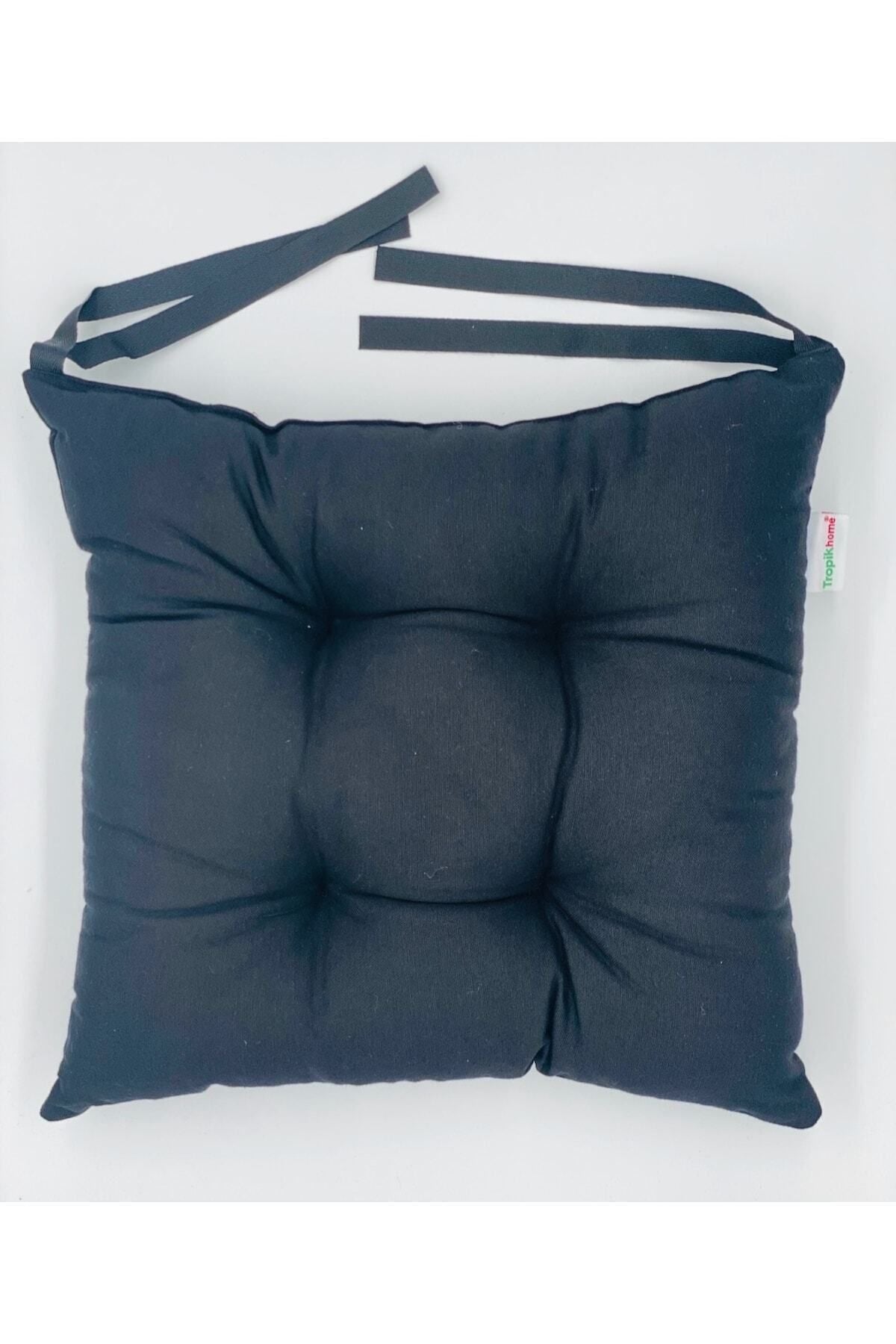 Tropikhome Ekoseli Gri 40 x 40 Pofuduk Silikon Dolgulu Sandalye Minderi — 40 x 40