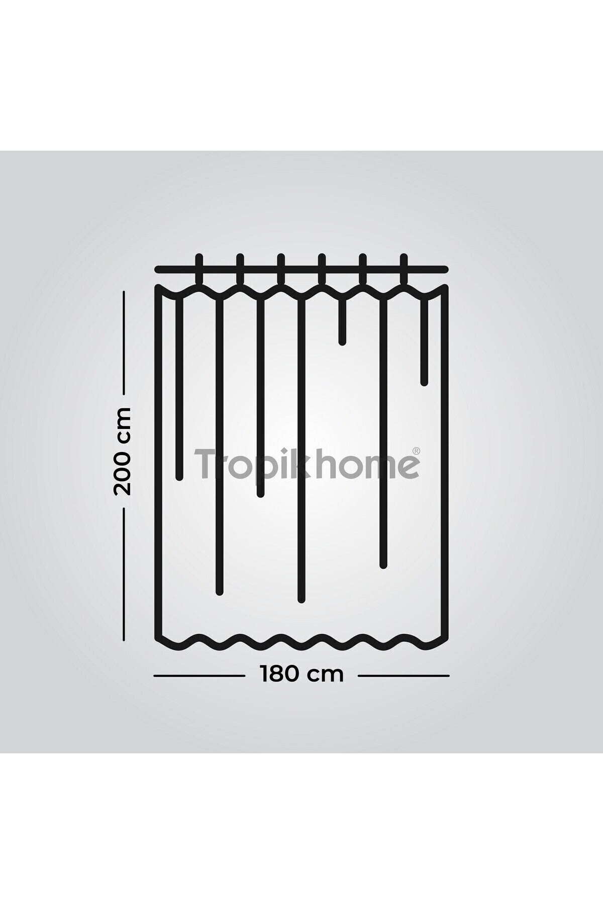 Tropikhome 180 x 200 Gri Geometrik Desenli Banyo Perdesi — Gri