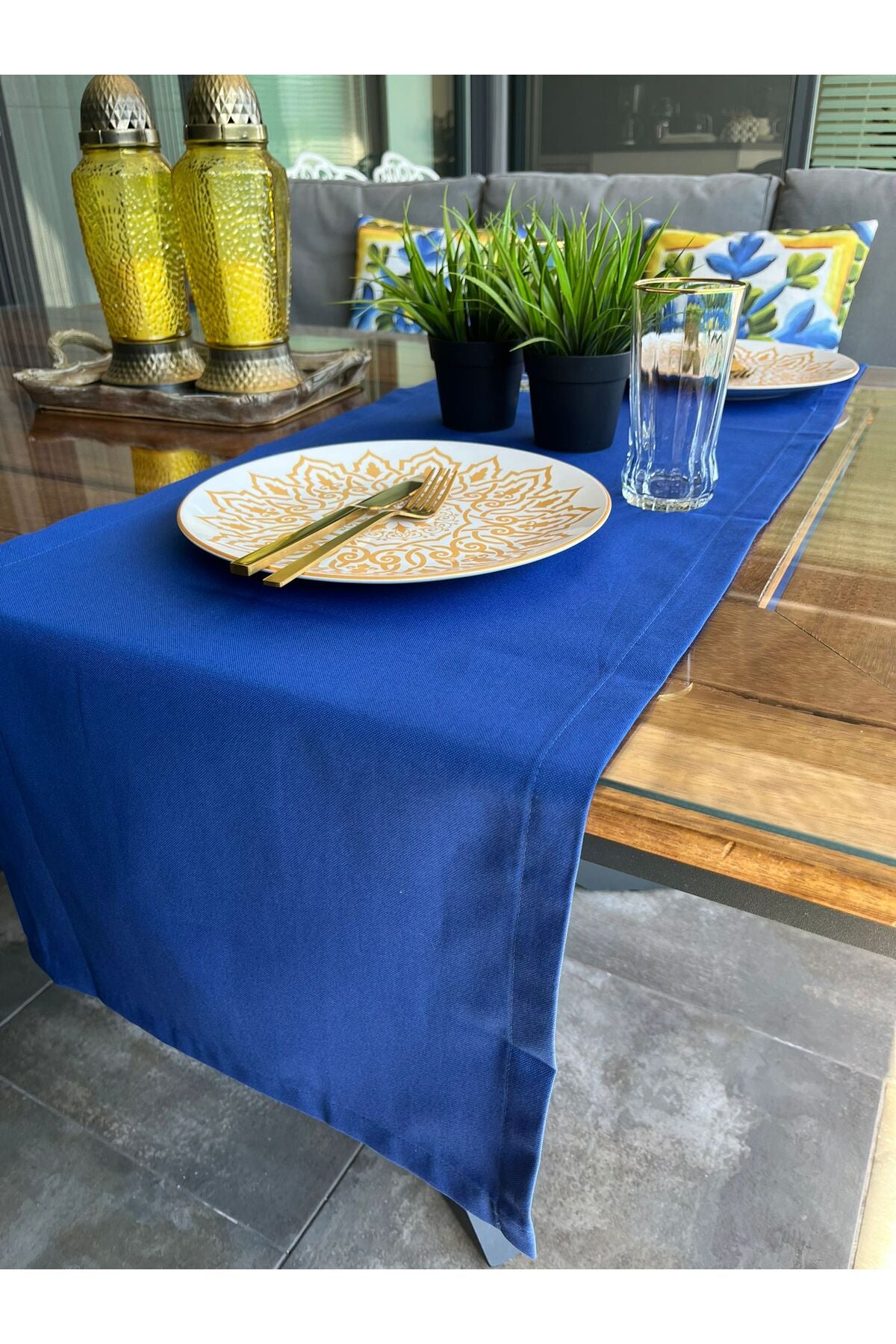 Tropikhome Pamuklu Su Geçirmez Mavi 40 x 140 Runner — Mavi