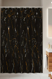 Tropikhome 120 X 200 (Çift Kanat) Siyah Mermer Desenli Banyo Perdesi — Siyah