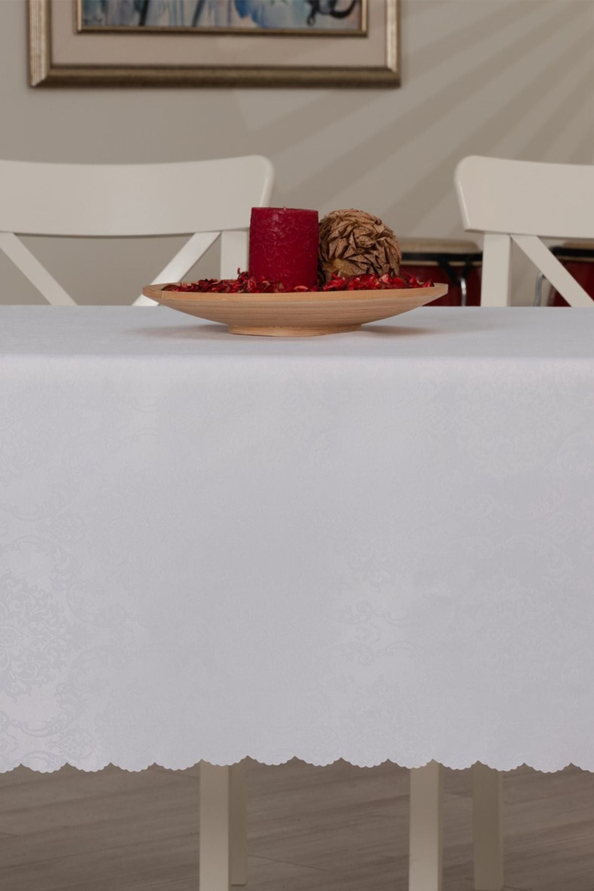 Tropikhome 160 x 260 Beyaz Dertsiz Leke Tutmaz Günlük Masa Örtüsü — Beyaz