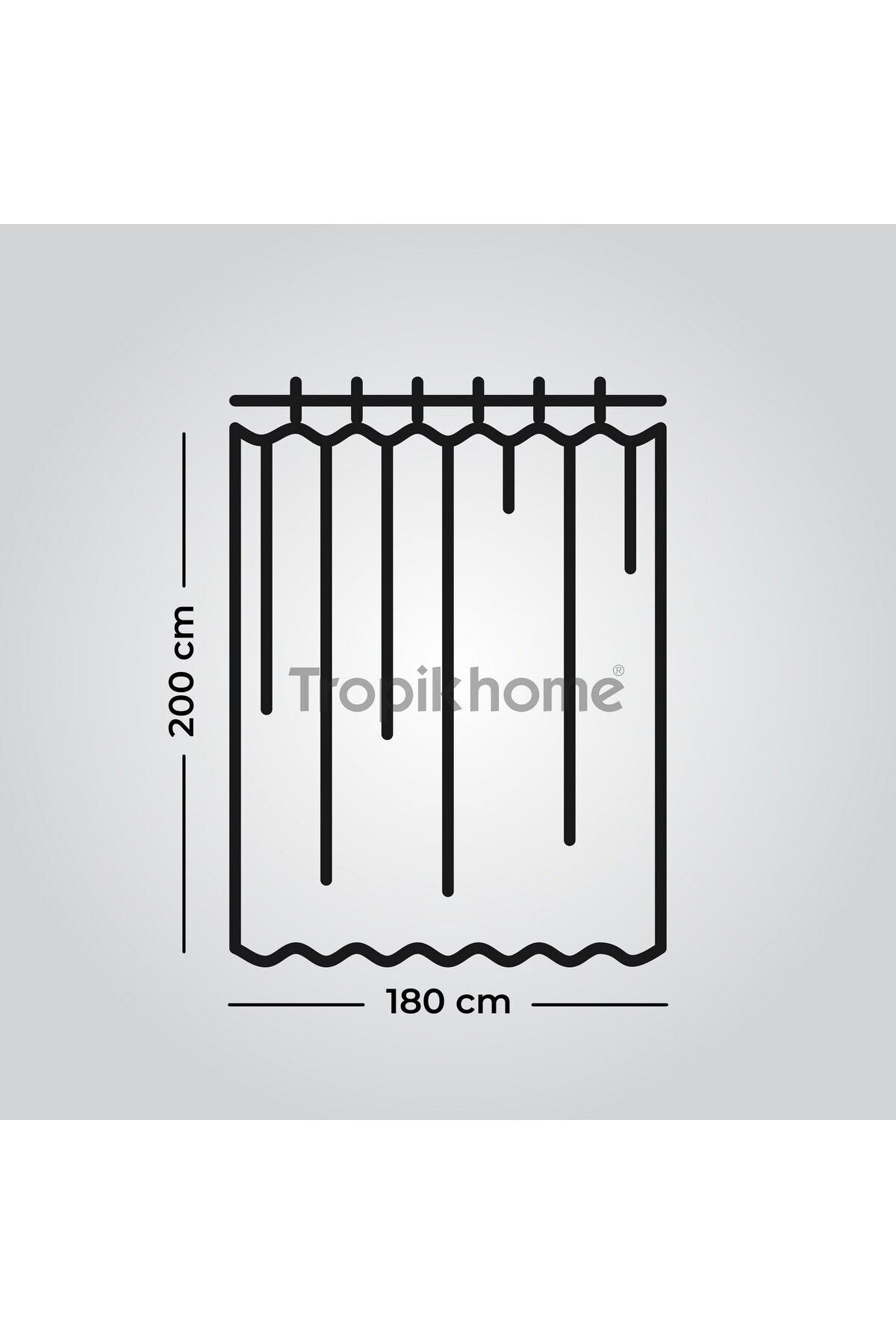 Tropikhome 180 x 200 Mavi Yunus Desenli Banyo Perdesi — Mavi
