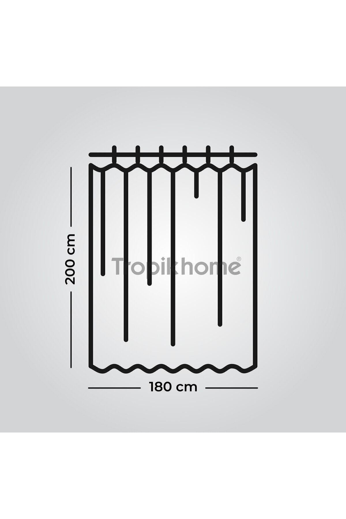Tropikhome 180 x 200 Çok Renkli Desenli Banyo Perdesi — Çok Renkli