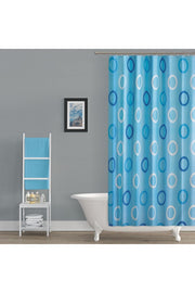 Tropikhome 180 x 200 Mavi Halka Desenli Banyo Perdesi — Mavi