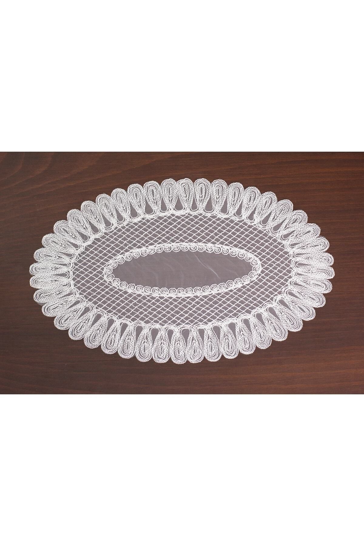 Tropikhome Nakışlı Ekru 32 x 110 Runner + 32 x 50*8 Amerikan Servisli 9 Parça Sunum Yemek Seti — Ekru