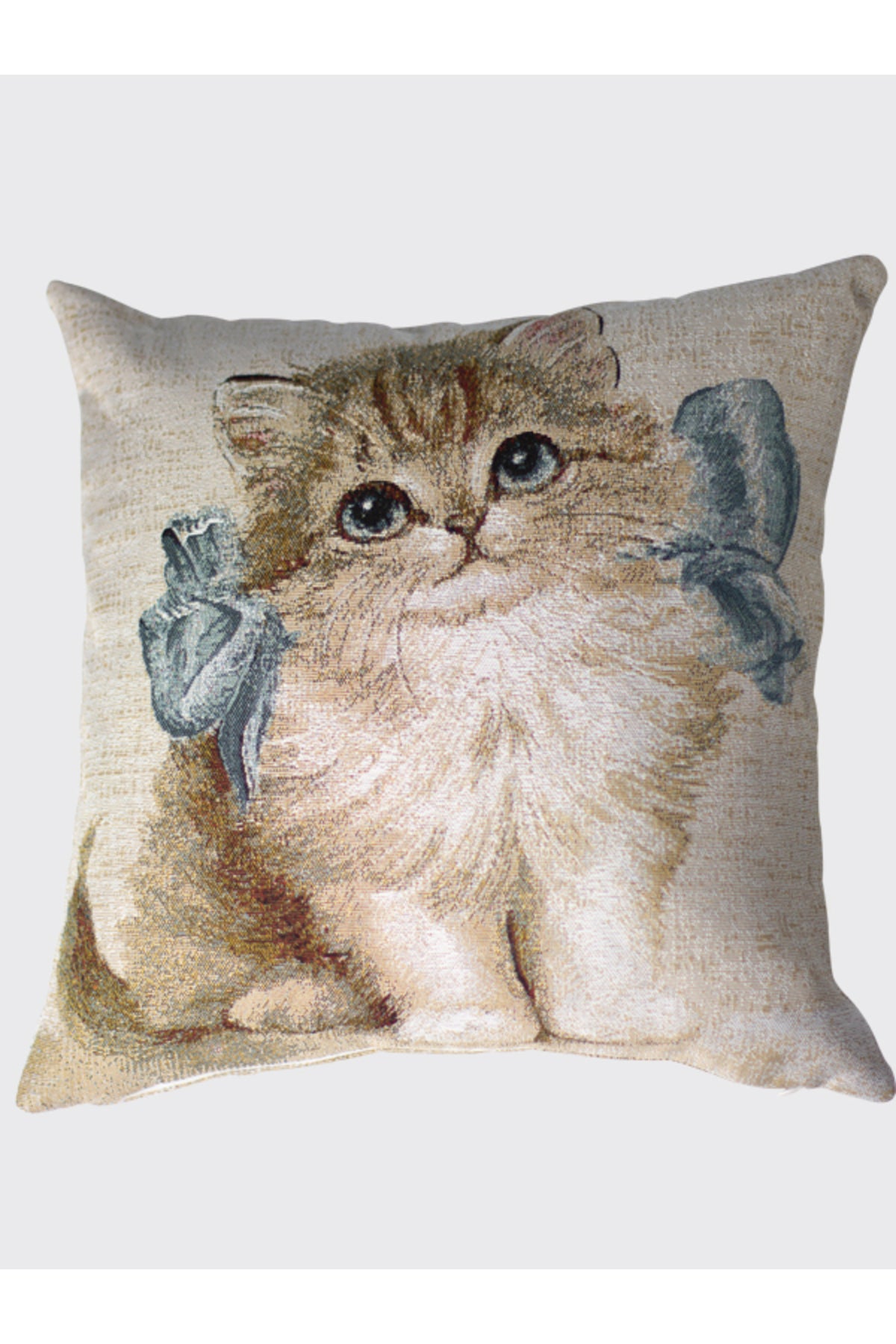 Tropikhome ST-9 Kırsal Ev Desenli 45 x 45 Cm Çift Taraflı Goblen Dokuma Kırlent Kılıfı — Çok Renkli