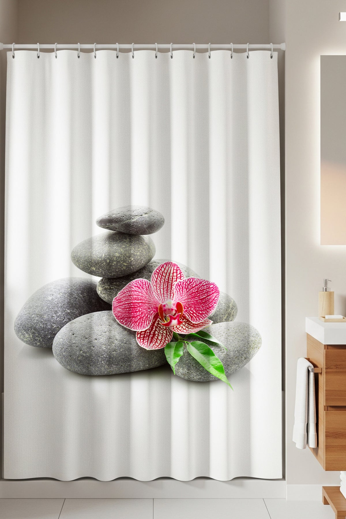Tropikhome 180 x 200 Çok Renkli Desenli Banyo Perdesi — Çok Renkli