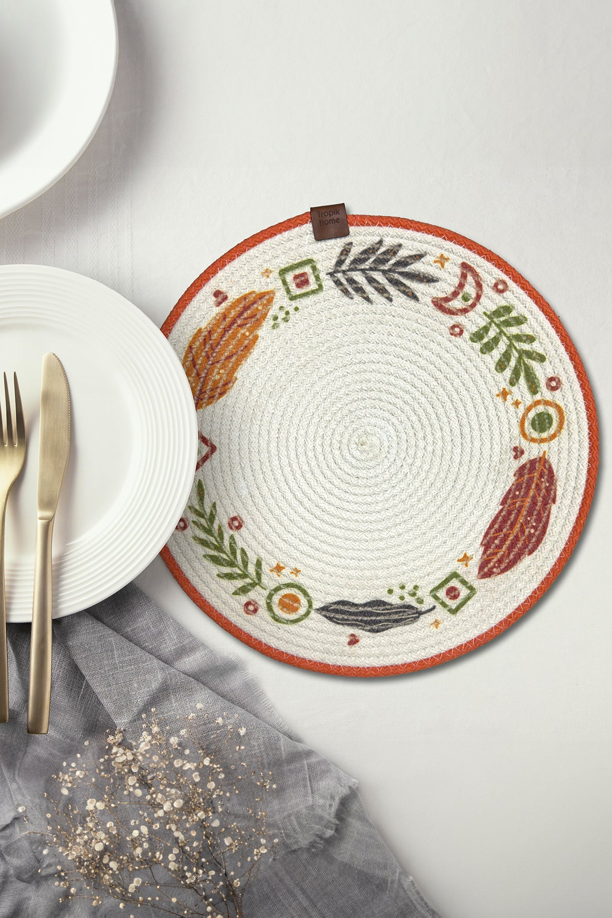 Tropikhome Bal Kabağı Desenli Renkli 32 x 32 cm Supla — Çok Renkli