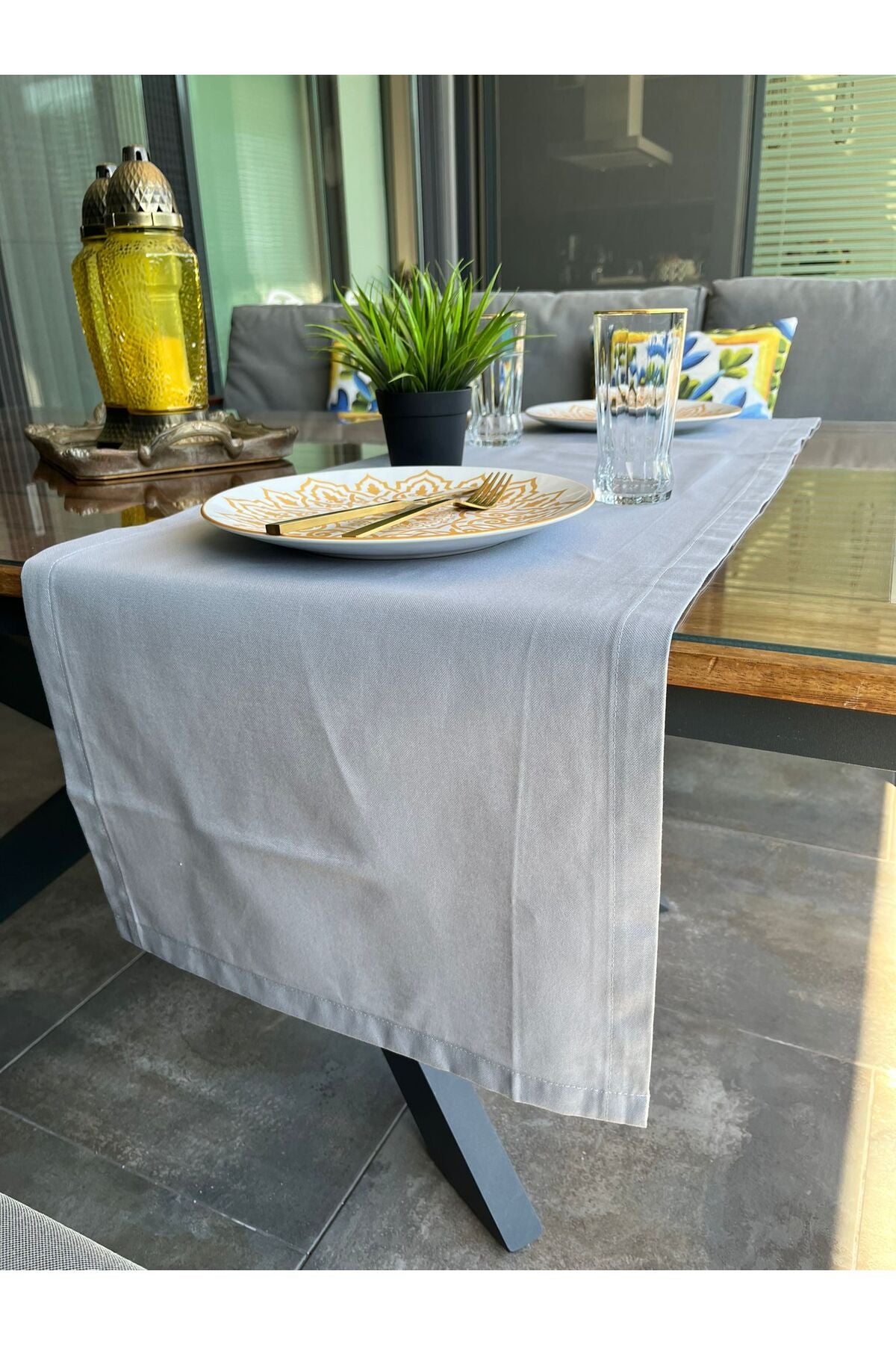 Tropikhome Pamuklu Su Geçirmez Gri 40 x 140 Runner — Gri