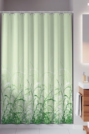 Tropikhome 180 x 200 Yeşil Kır Desenli Banyo Perdesi — Yeşil