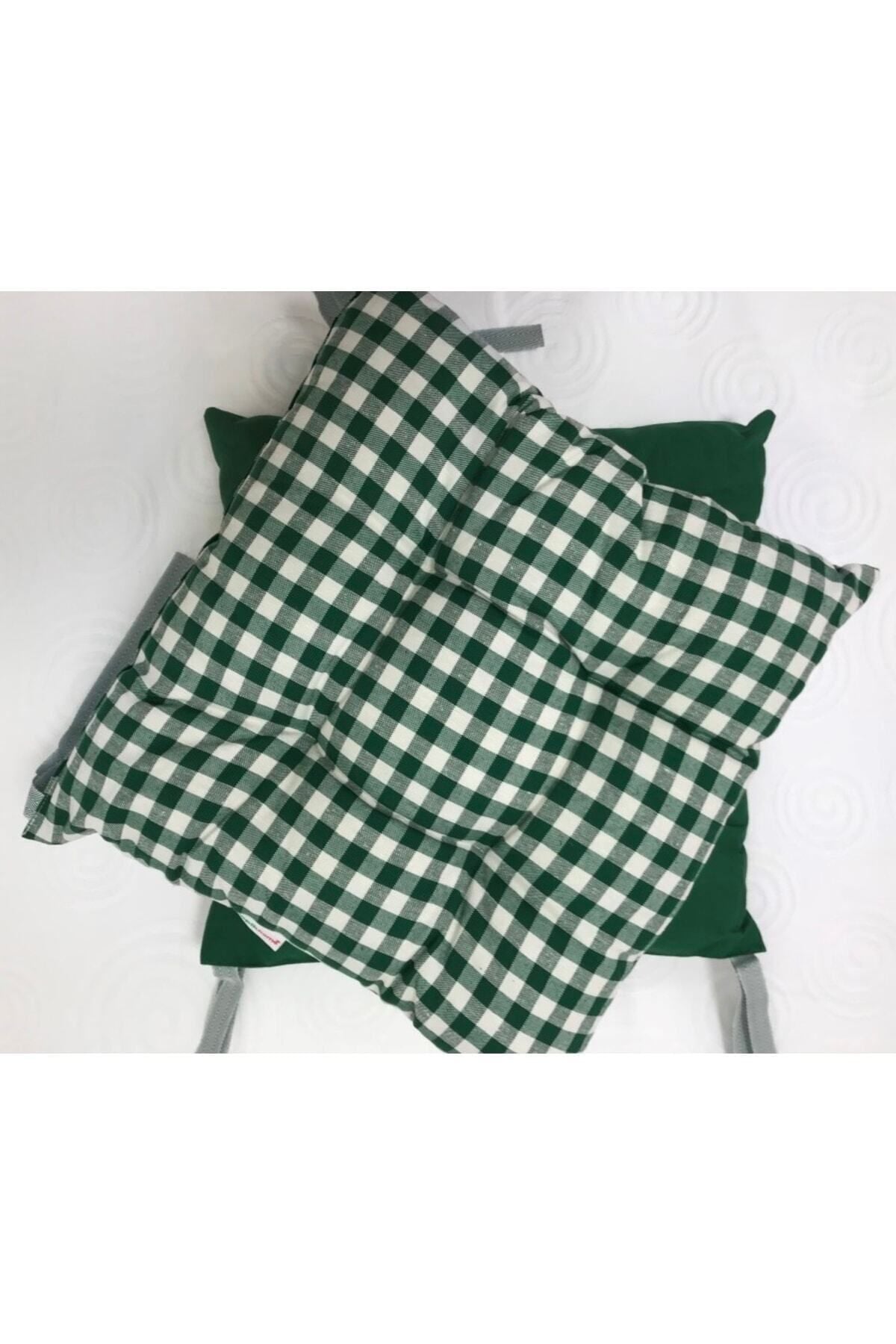 Tropikhome Ekoseli Gri 40 x 40 Pofuduk Silikon Dolgulu Sandalye Minderi — 40 x 40