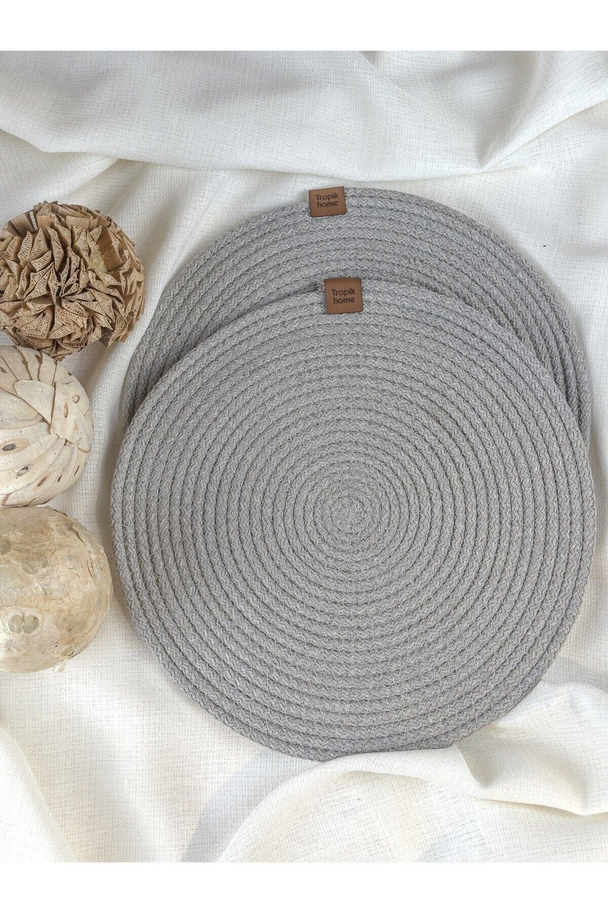Tropikhome 2 Adet Gri Hasır 32x32 cm Amerikan Servis Supla — Gri