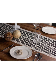 Tropikhome Örme Zigzag Desenli Siyah 35 x 145 cm Runner — Siyah