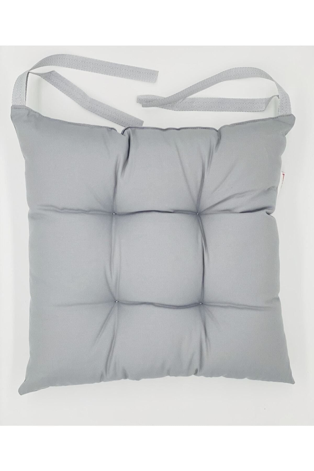 Tropikhome Ekoseli Gri 40 x 40 Pofuduk Silikon Dolgulu Sandalye Minderi — 40 x 40