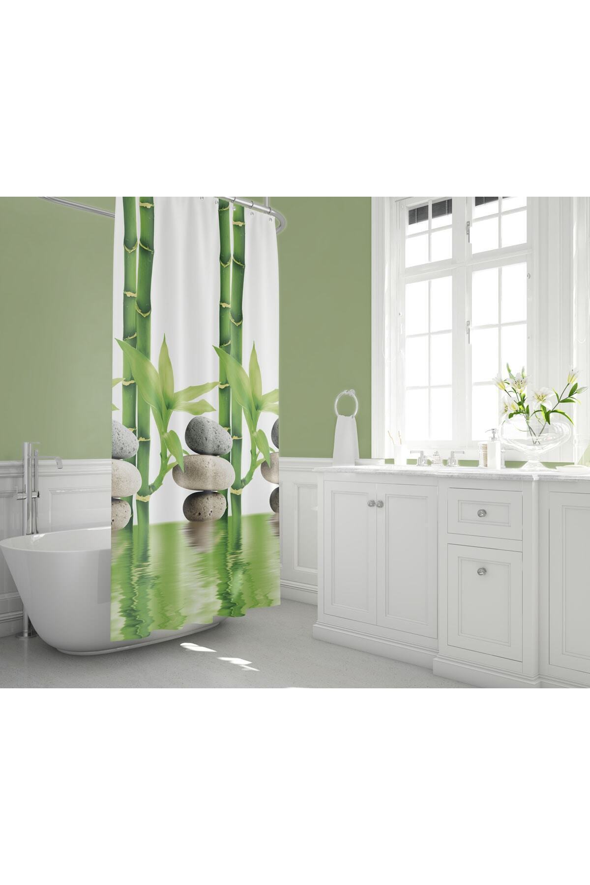 Tropikhome 180 x 200 Çok Renkli Desenli Banyo Perdesi — Çok Renkli