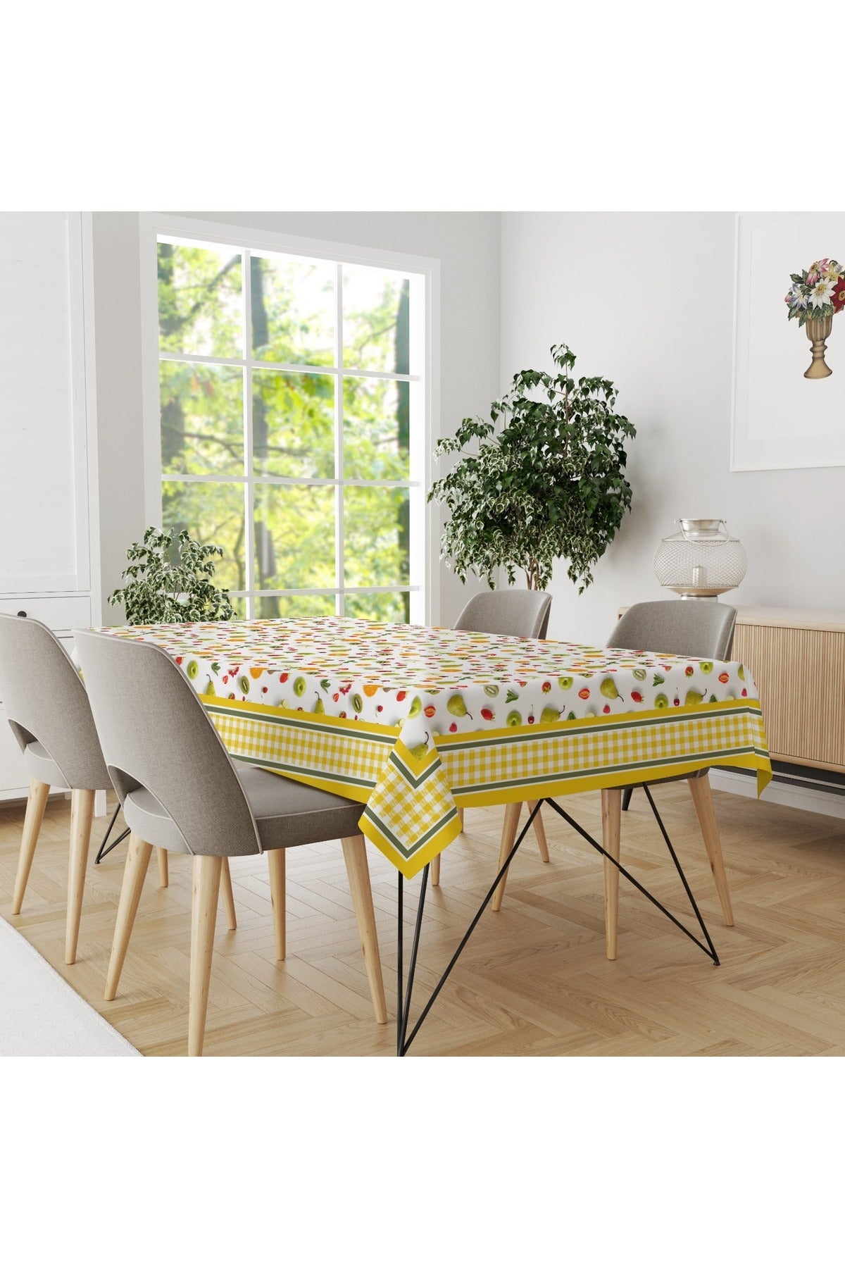 Tropikhome 150 x 150 Meyve Desenli Solma Yapmaz Dijital Baskılı Dertsiz Masa Örtüsü — Çok Renkli