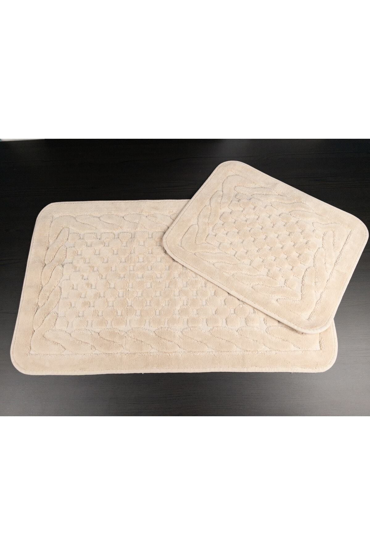 Tropikhome 60x100 ve 50x60cm 2 Parçalı Pamuk Bej Banyo Paspası — Netha