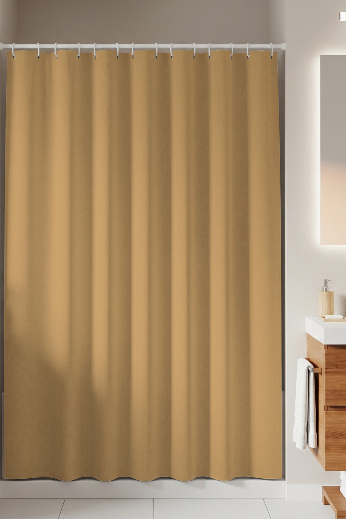 Tropikhome 180 x 200 Bej Düz Banyo Perdesi — Bej