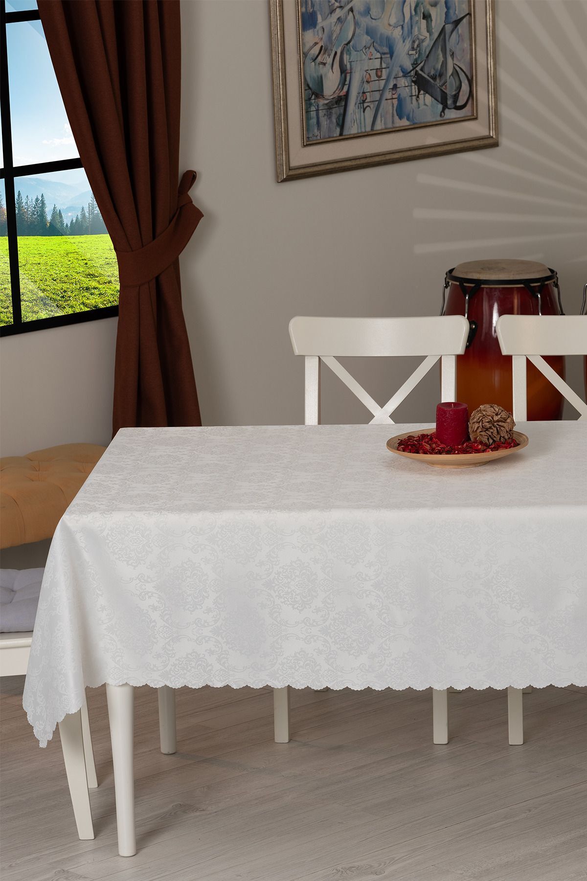 Tropikhome 140 x 180 Krem Dertsiz Leke Tutmaz Günlük Masa Örtüsü — Krem