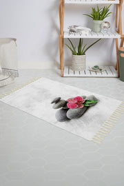 Tropikhome Kaymaz Tabanlı Dijital Baskılı 50x80cm Püsküllü Banyo Paspası — Spa