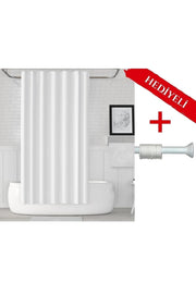 Beyaz Renk Polyester Kumaş Banyo Perdesi 2MT Beyaz Yaylı Boru ve C-halkalı Set — Beyaz