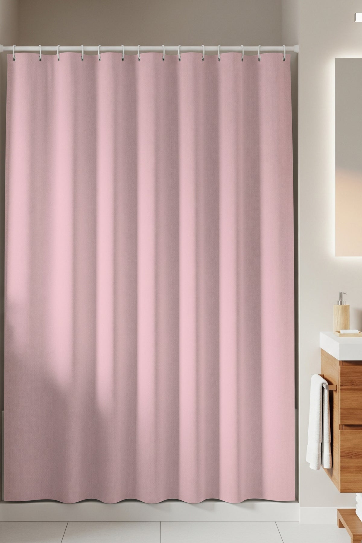 Tropikhome 180 x 200 Pembe Düz Banyo Perdesi — Pembe